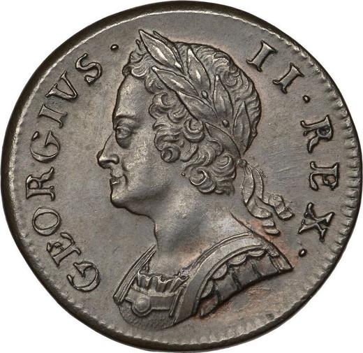 Anverso Medio Penique 1749 "Retrato de la vejez" - valor de la moneda  - Gran Bretaña, Jorge II