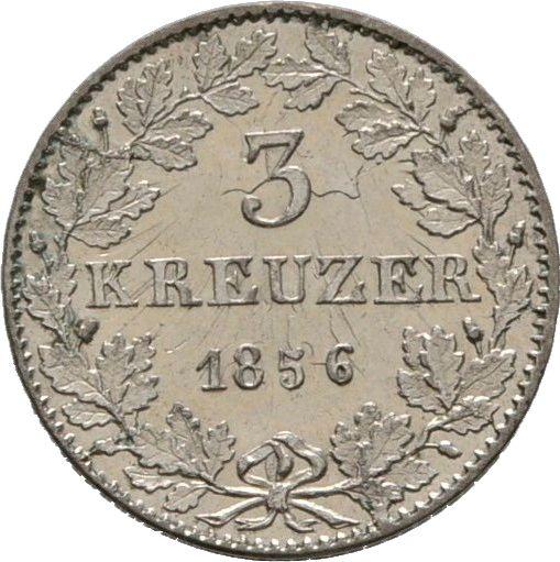 Reverso 3 kreuzers 1856 - valor de la moneda de plata - Fráncfort del Meno, Ciudad Libre