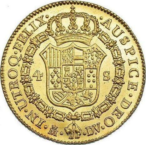 Reverse 4 Escudos 1787 M DV - Gold Coin Value - Spain, Charles III