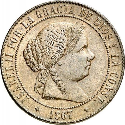 Anverso 5 Céntimos de escudo 1867 OM Estrella de cuatro puntas - valor de la moneda  - España, Isabel II