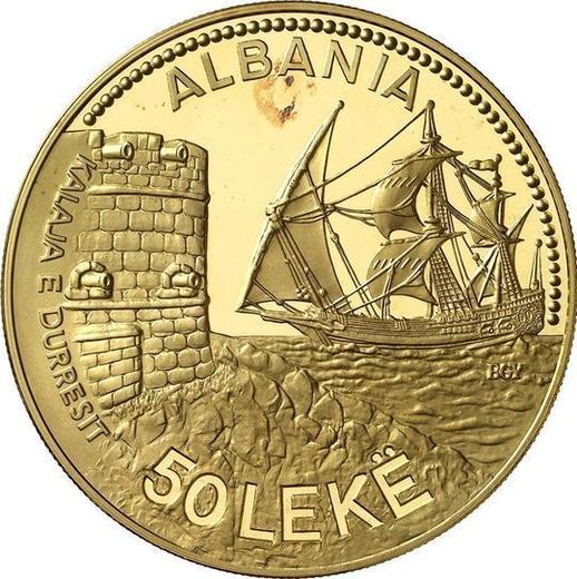 Obverse 50 Lekë 1987 "Durazzo Seaport" - Gold Coin Value - Albania, People's Republic