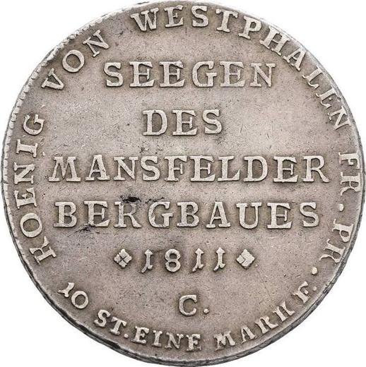 Rewers monety - Talar 1811 C "Górniczy" - cena srebrnej monety - Westfalia, Hieronim Napoleon