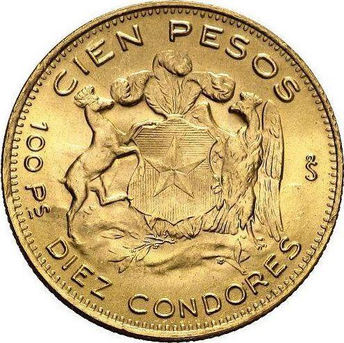 Реверс монеты - 100 песо 1971 года So - цена золотой монеты - Чили, Республика