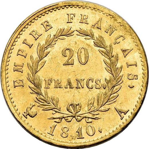 Reverse 20 Francs 1810 A "Type 1809-1815" - Gold Coin Value - France, Napoleon I