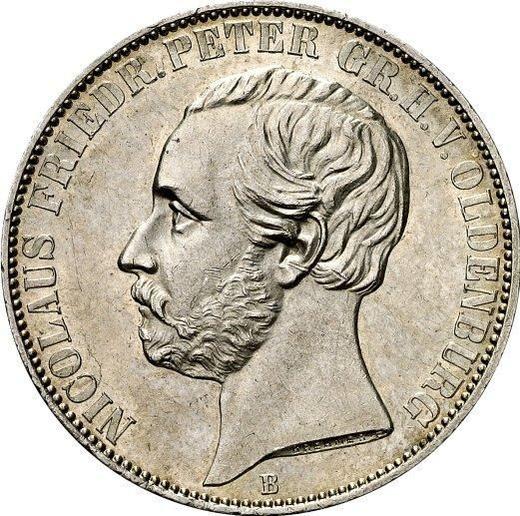 Аверс монеты - Талер 1858 года B - цена серебряной монеты - Ольденбург, Николаус Фридрих Петер