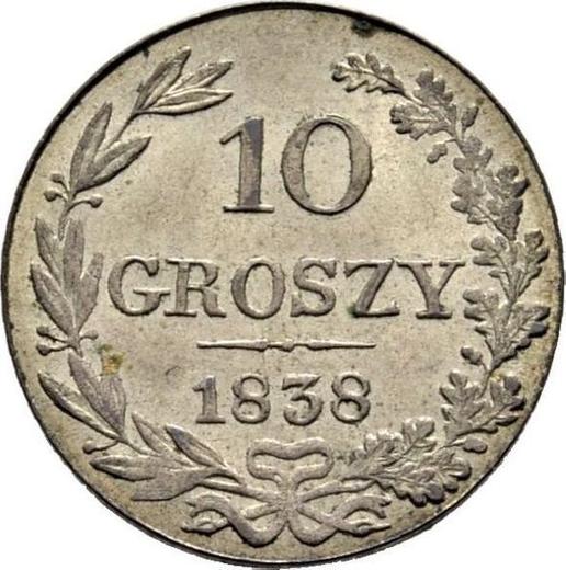 Reverse 10 Groszy 1838 MW - Silver Coin Value - Poland, Russian protectorate
