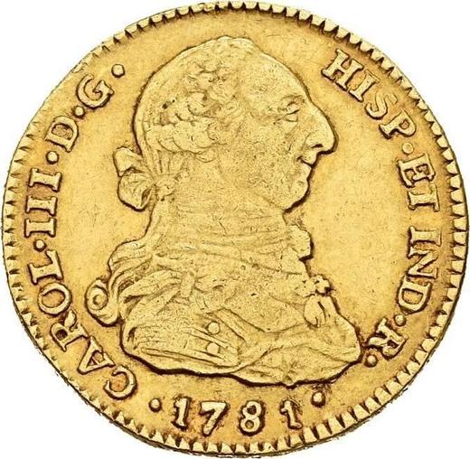 Obverse 2 Escudos 1781 P SF - Gold Coin Value - Colombia, Charles III