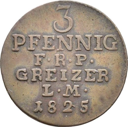 Revers 3 Pfennige 1825 - Münze Wert - Reuß-Greiz, Heinrich XIX