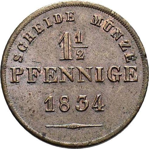 Reverse 1 1/2 pfennig 1834 -  Coin Value - Saxe-Coburg and Gotha, Ernest I