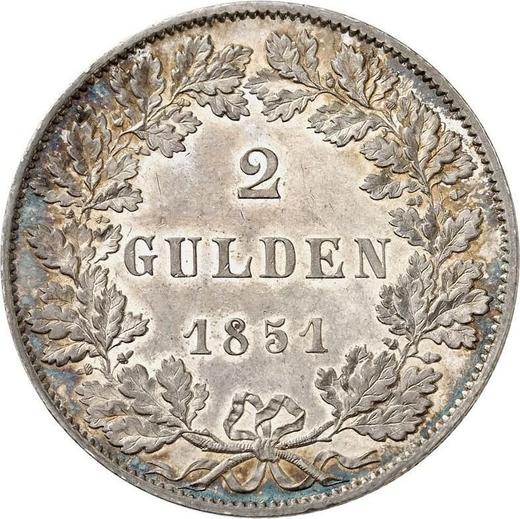 Reverse 2 Gulden 1851 - Silver Coin Value - Frankfurt am Main, Free City