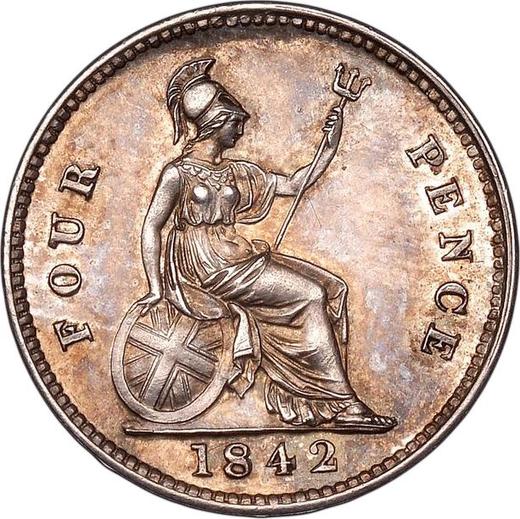 Реверс монеты - 4 пенса (1 Грот) 1837 года Гладкий гурт - цена серебряной монеты - Великобритания, Виктория