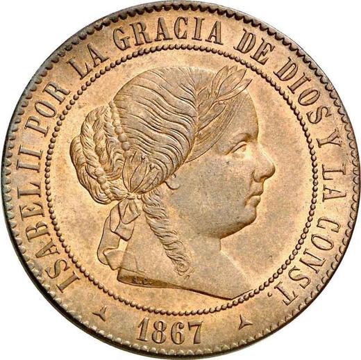 Obverse 5 Céntimos de escudo 1867 OM 3-pointed stars -  Coin Value - Spain, Isabella II