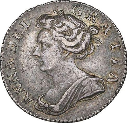 Avers 6 Pence 1705 Neuer Typ von Schilden Federn in Winkeln - Silbermünze Wert - Großbritannien, Anne