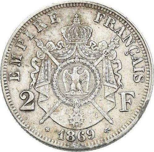 Реверс монеты - 2 франка 1869 года BB "Тип 1866-1870" - цена серебряной монеты - Франция, Наполеон III