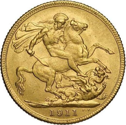 Реверс монеты - Соверен 1911 года M - цена золотой монеты - Австралия, Георг V
