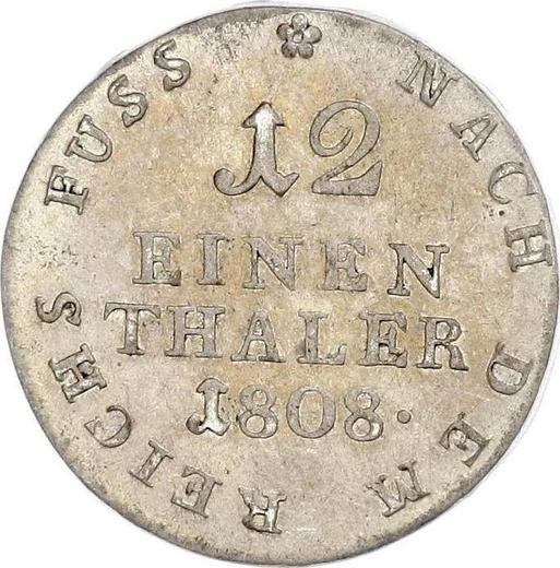 Reverse 1/12 Thaler 1808 C - Silver Coin Value - Westphalia, Jérôme Napoléon