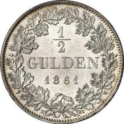 Revers 1/2 Gulden 1861 - Silbermünze Wert - Baden, Friedrich I