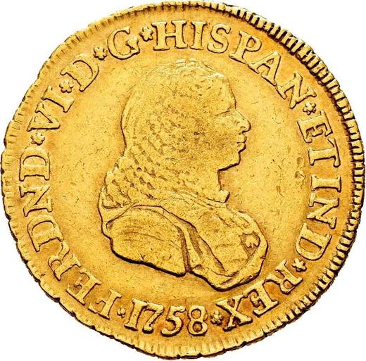 Awers monety - 2 escudo 1758 PN J - cena złotej monety - Kolumbia, Ferdynand VI
