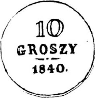 Reverse Pattern 10 Groszy 1840 MW Without wreath - Silver Coin Value - Poland, Russian protectorate