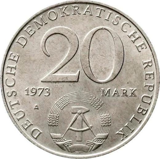 Reverse 20 Mark 1973 A "Otto Grotewohl" Plain edge -  Coin Value - Germany, GDR
