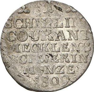 Реверс монеты - 1 шиллинг 1809 года - цена серебряной монеты - Мекленбург-Шверин, Фридрих Франц I