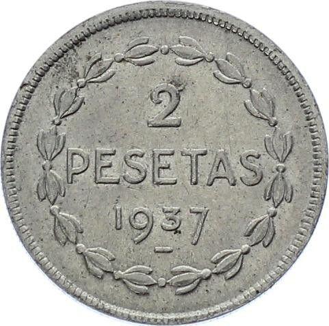 Reverso 2 pesetas 1937 "Euskadi" - valor de la moneda - España, II República