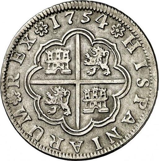 Revers 2 Reales 1754 S PJ - Silbermünze Wert - Spanien, Ferdinand VI