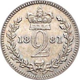 Revers 2 Pence 1881 - Silbermünze Wert - Großbritannien, Victoria