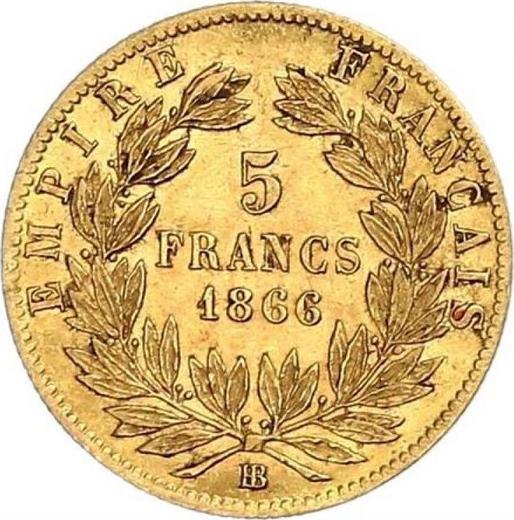 Reverse 5 Francs 1866 BB "Type 1862-1869" - Gold Coin Value - France, Napoleon III