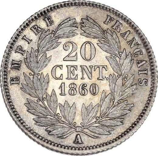 Reverse 20 Centimes 1860 A "Type 1853-1863" - Silver Coin Value - France, Napoleon III