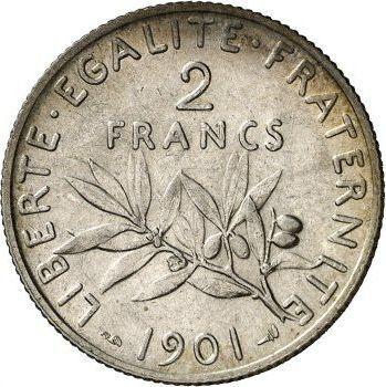 Reverse 2 Francs 1901 "Sower" - Silver Coin Value - France, Third Republic