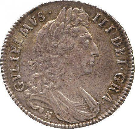 Obverse Halfcrown 1696 N "Small Shields" - Silver Coin Value - United Kingdom, William III
