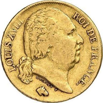 Obverse 20 Francs 1818 T "Type 1816-1824" - Gold Coin Value - France, Louis XVIII