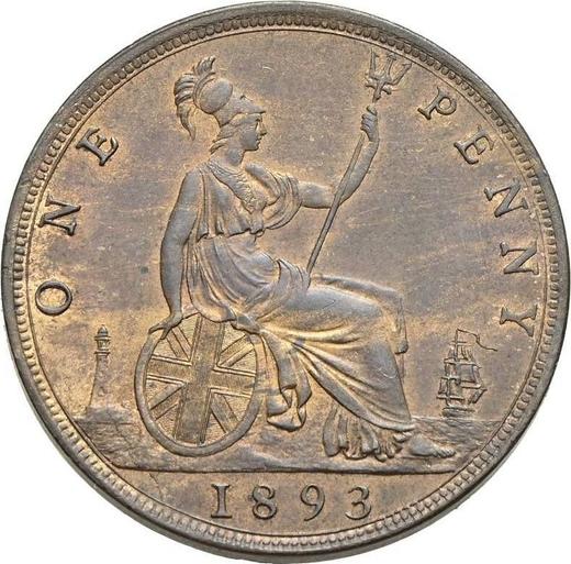 Reverso Penique 1893 "Tipo 1860-1894" - valor de la moneda  - Gran Bretaña, Victoria