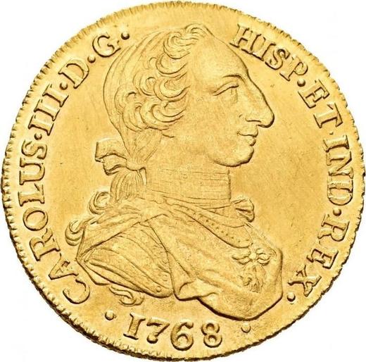 Obverse 8 Escudos 1768 NR JV "Type 1762-1771" - Gold Coin Value - Colombia, Charles III