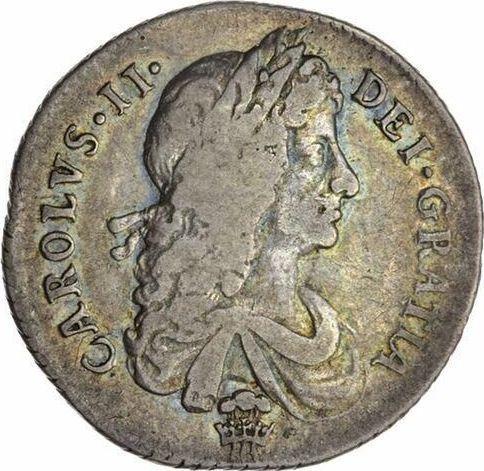 Obverse Shilling 1680 "Second laureate bust" Plume on both sides - Silver Coin Value - United Kingdom, Charles II