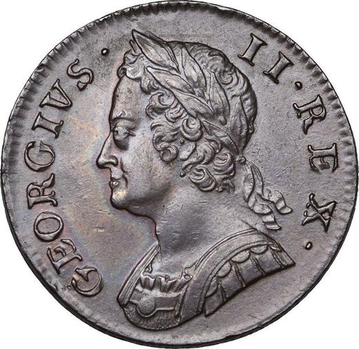 Anverso Medio Penique 1752 "Retrato de la vejez" - valor de la moneda  - Gran Bretaña, Jorge II