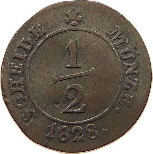 Rewers monety - 1/2 krajcara 1828 "Typ 1824-1837" - cena srebrnej monety - Wirtembergia, Wilhelm I