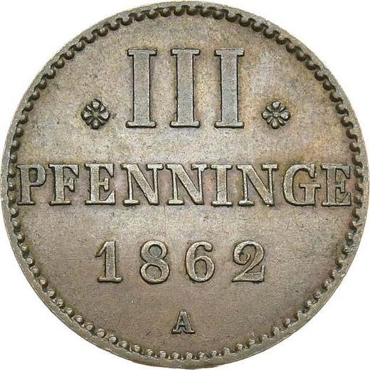 Revers 3 Pfennige 1862 A - Münze Wert - Mecklenburg-Strelitz, Friedrich Wilhelm
