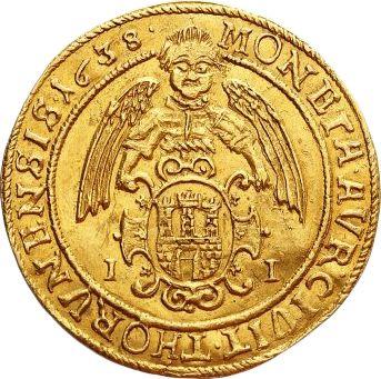 Rewers monety - Dukat 1638 II "Toruń" - cena złotej monety - Polska, Władysław IV