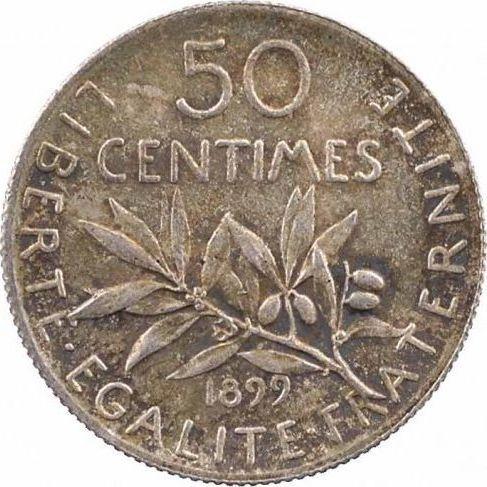 Реверс монеты - 50 сантимов 1899 года "Сеятель" - цена серебряной монеты - Франция, Третья республика