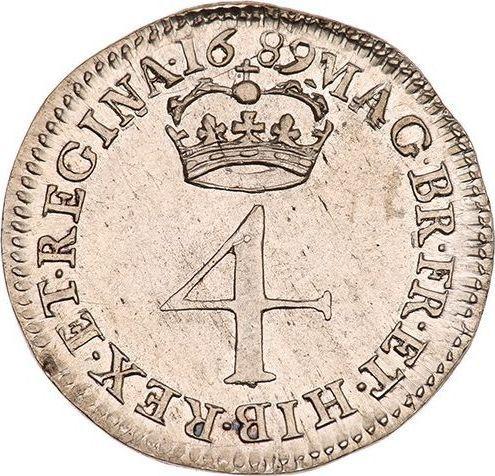 Reverse Fourpence (Groat) 1689 "First busts" - Silver Coin Value - United Kingdom, William III and Mary II