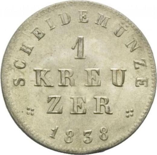 Revers Kreuzer 1838 "Typ 1834-1838" - Silbermünze Wert - Hessen-Darmstadt, Ludwig II
