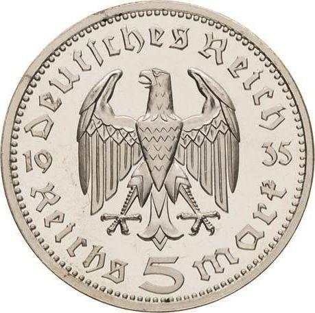 Reverse 5 Reichsmark 1935 E "Hindenburg" - Silver Coin Value - Germany, Third Reich