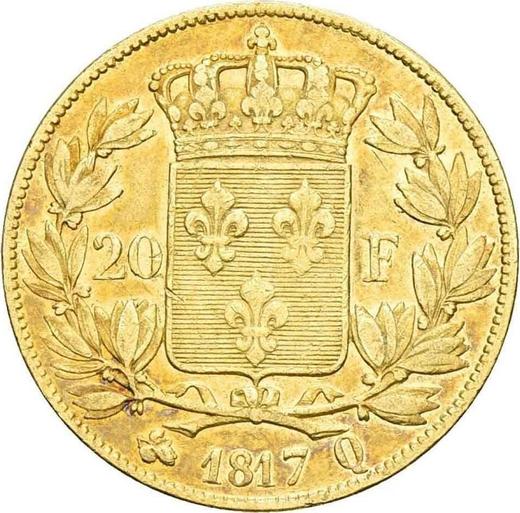 Revers 20 Franken 1817 Q "Typ 1816-1824" - Goldmünze Wert - Frankreich, Ludwig XVIII