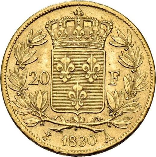 Реверс монеты - 20 франков 1830 года A "Тип 1825-1830" - цена золотой монеты - Франция, Карл X