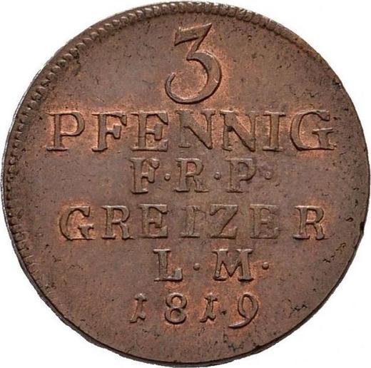 Reverso 3 Pfennige 1819 - valor de la moneda  - Reuss-Greiz, Enrique XIX