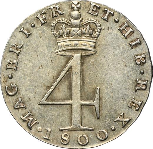 Reverse Fourpence (Groat) 1800 - Silver Coin Value - United Kingdom, George III