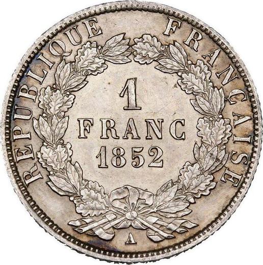Reverse 1 Franc 1852 A - Silver Coin Value - France, Napoleon III