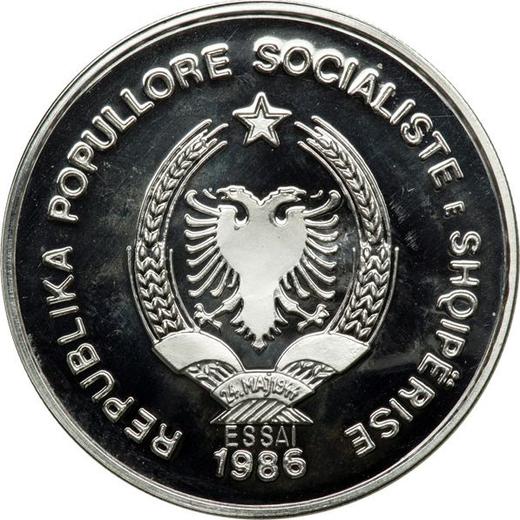 Reverse Pattern 50 Lekë 1986 "Railroad" Platinum - Platinum Coin Value - Albania, People's Republic